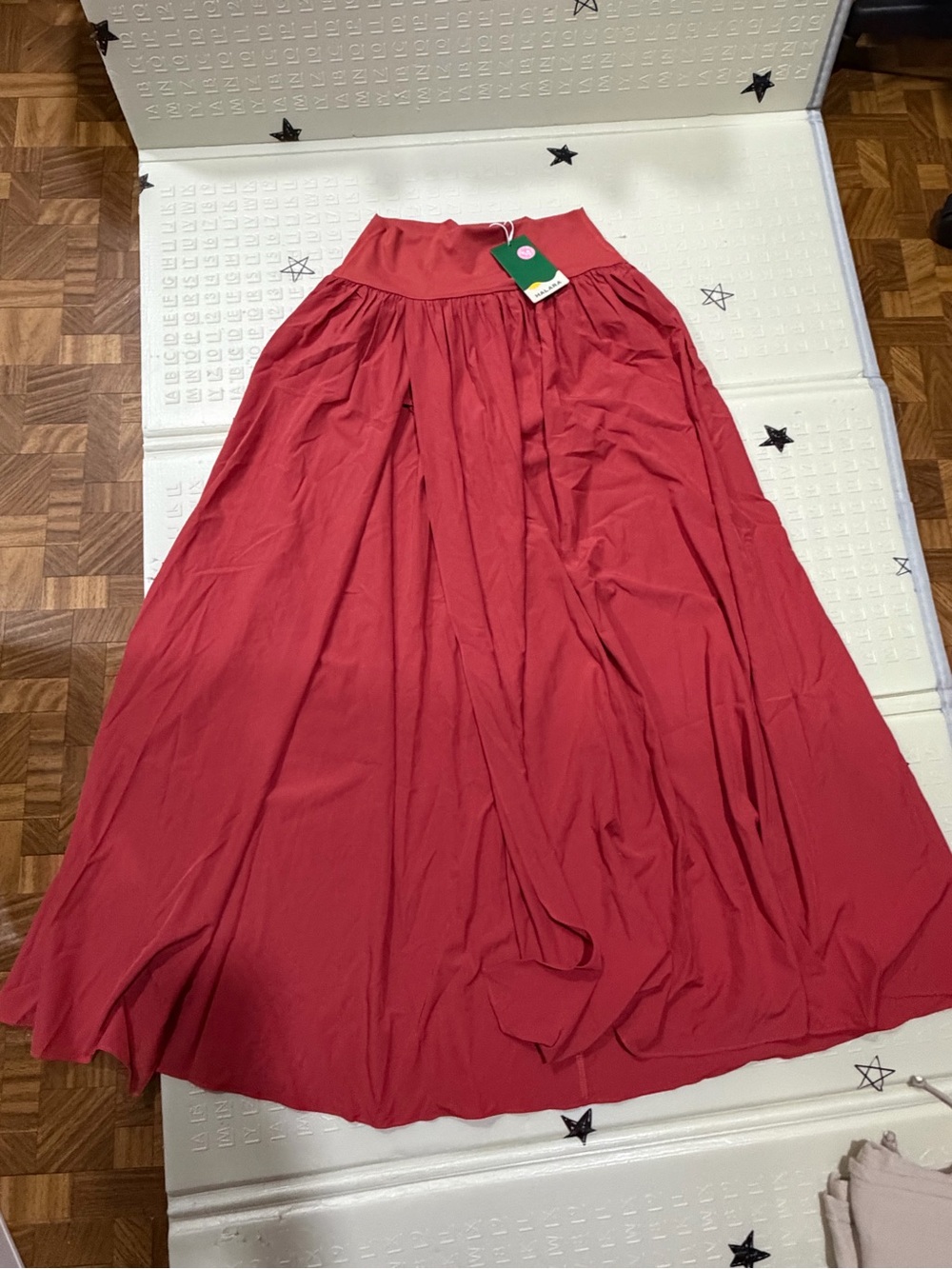 Halara Flowy Red Maxi Skirt with Wide Waistband